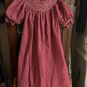 Elegant Pink Smocked Kids Dress